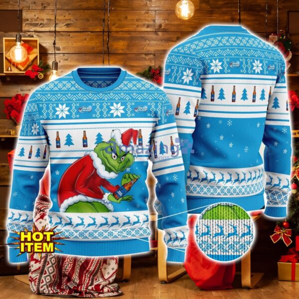 Bud Light Grinch Hug Logo Ugly Christmas Sweater Christmas Gift For Men And Women Product Photo 1