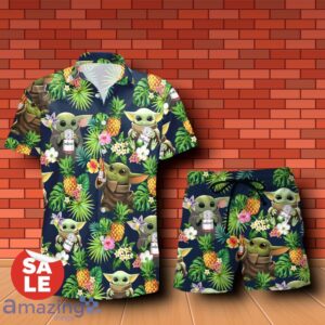 Budweiser Beer Baby Yoda Tropical Flowery Hawaiian Shirt & Short Product Photo 1