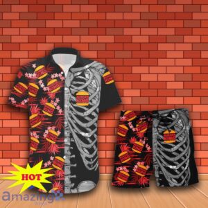 Burger King Button Skeleton Hawaiian Shirt And Short Gift Ideas For Men Women Product Photo 2