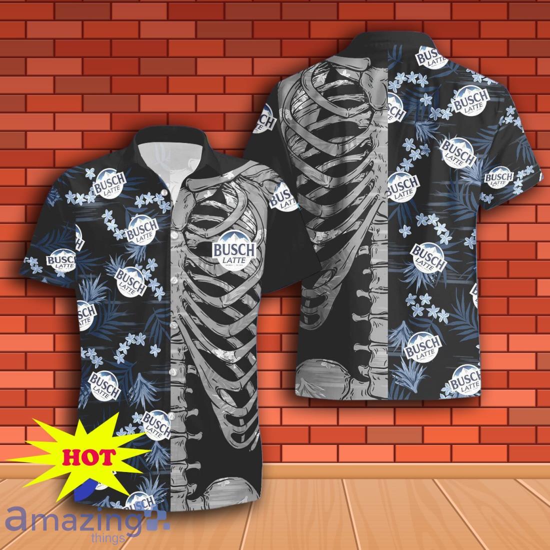 Busch Latte Button Skeleton Hawaiian Shirt And Short Gift Ideas For Men Women image Busch Latte Button Skeleton Hawaiian Shirt And Short Gift Ideas For Men Women Product Photo 1