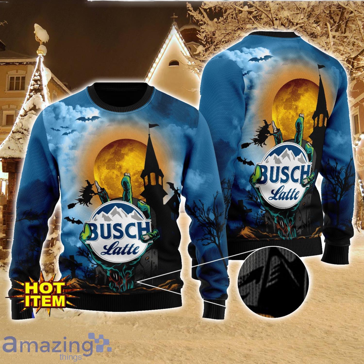 Busch Latte Halloween 3D Sweater Halloween Gift For Men And Women image Busch Latte Halloween 3D Sweater Halloween Gift For Men And Women Product Photo 1