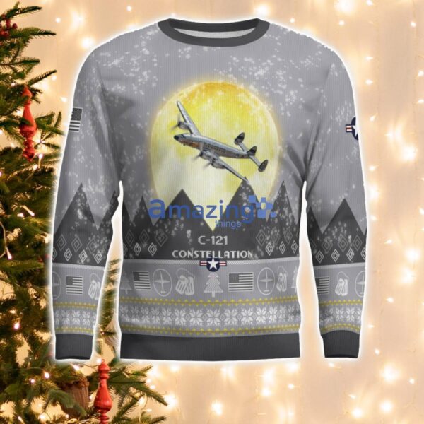 C-121 Constellation C121 Aircraft Moonlight And Mountain Pattern Ugly Christmas Sweater Aircraft Lovers Christmas Gift Product Photo 2