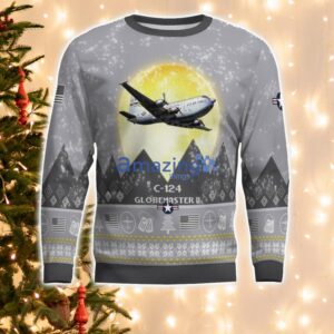 C-124 Globemaster II C124 Aircraft Moonlight And Mountain Pattern Ugly Christmas Sweater Aircraft Lovers Christmas Gift Product Photo 2