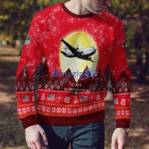 C-124 Globemaster II C124 Aircraft Moonlight Red Color Ugly Christmas Sweater Christmas Gift Product Photo 4