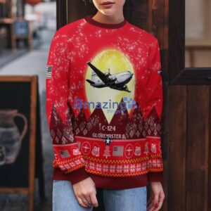 C-124 Globemaster II C124 Aircraft Moonlight Red Color Ugly Christmas Sweater Christmas Gift Product Photo 5