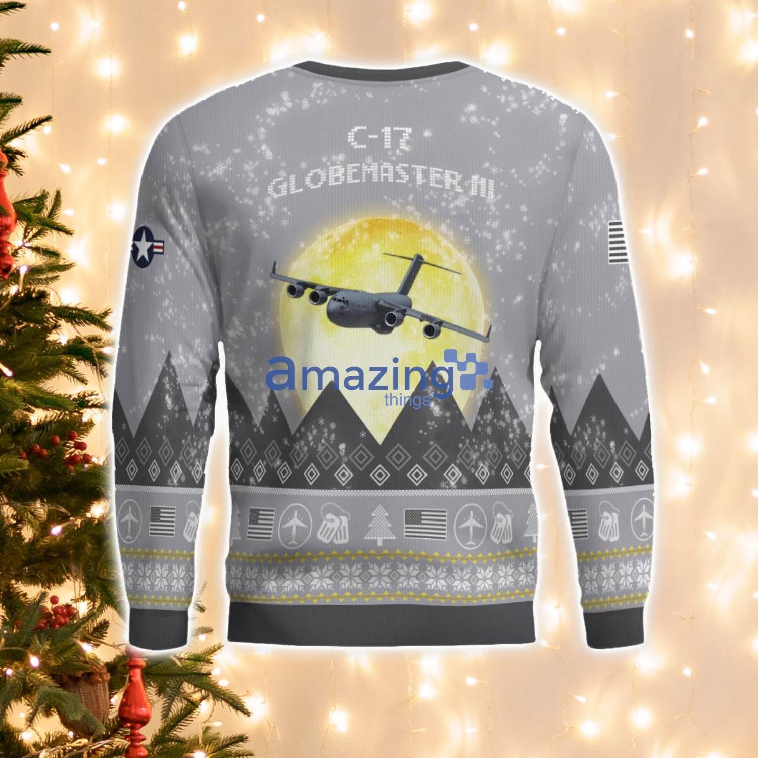 C 17 Globemaster III C17 Aircraft Moonlight And Mountain Pattern Ugly Christmas Sweater Aircraft Lovers Christmas Gift image C-17 Globemaster III C17 Aircraft Moonlight And Mountain Pattern Ugly Christmas Sweater Aircraft Lovers Christmas Gift Product Photo 3