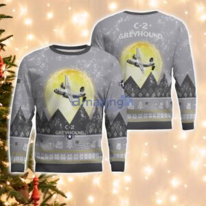 C-2 Greyhound C2 Aircraft Moonlight And Mountain Pattern Ugly Christmas Sweater Aircraft Lovers Christmas Gift Product Photo 2