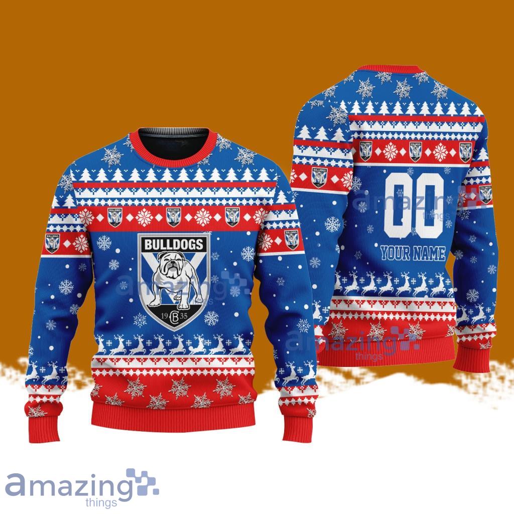 Canterbury Bankstown Bulldogs Merry Christmas Ugly Sweater New Designs Gift For Fans image Canterbury-Bankstown Bulldogs Merry Christmas Ugly Sweater New Designs Gift For Fans Product Photo 1