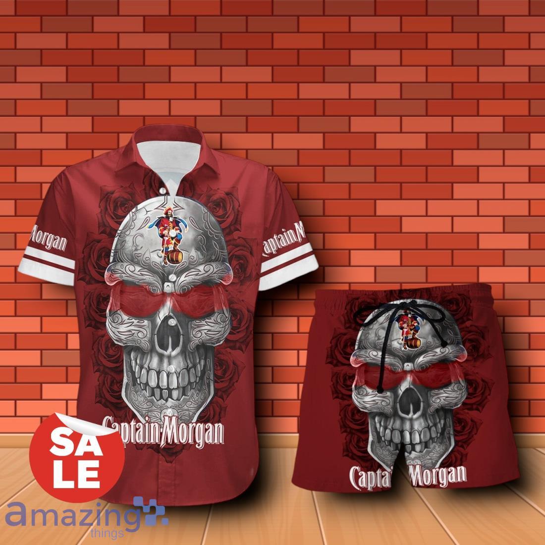 Captain Morgan Sukull Rose 3D Hawaiian Shirt & Shorts For Men Women image Captain Morgan Sukull Rose 3D Hawaiian Shirt & Shorts For Men Women Product Photo 1
