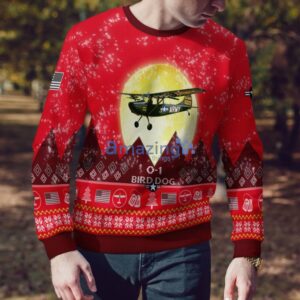 Cessna L-19 O-1 Bird Dog L19 O1 Aircraft Moonlight Red Color Ugly Christmas Sweater Christmas Gift Product Photo 3