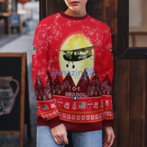 Cessna L-19 O-1 Bird Dog L19 O1 Aircraft Moonlight Red Color Ugly Christmas Sweater Christmas Gift Product Photo 4