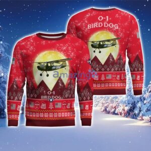 Cessna L-19 O-1 Bird Dog L19 O1 Aircraft Moonlight Red Color Ugly Christmas Sweater Christmas Gift Product Photo 1
