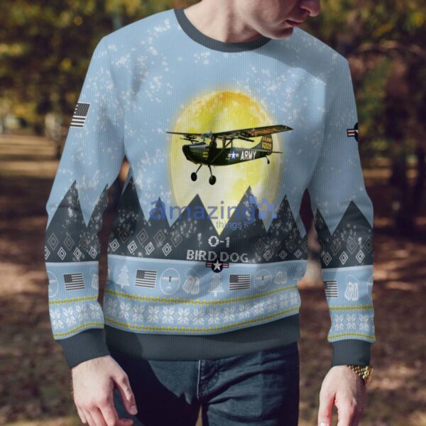 Cessna L-19 O-1 Bird Dog L19 O1 Light Blue Aircraft Moonlight 3D Ugly Christmas Sweater Christmas Gift Product Photo 3