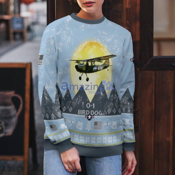 Cessna L-19 O-1 Bird Dog L19 O1 Light Blue Aircraft Moonlight 3D Ugly Christmas Sweater Christmas Gift Product Photo 4