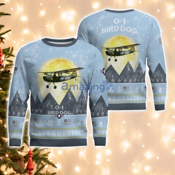 Cessna L-19 O-1 Bird Dog L19 O1 Light Blue Aircraft Moonlight 3D Ugly Christmas Sweater Christmas Gift Product Photo 1