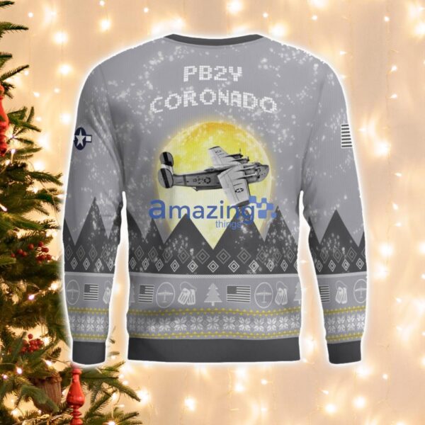 Consolidated PB2Y Coronado Aircraft Moonlight And Mountain Pattern Ugly Christmas Sweater Aircraft Lovers Christmas Gift Product Photo 3