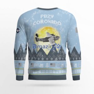 Consolidated PB2Y Coronado Light Blue Aircraft Moonlight 3D Ugly Christmas Sweater Christmas Gift image Consolidated PB2Y Coronado Light Blue Aircraft Moonlight 3D Ugly Christmas Sweater Christmas Gift Product Photo 3