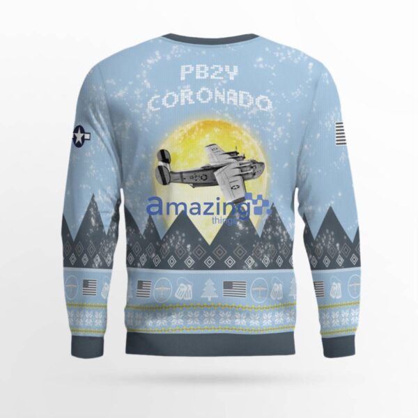 Consolidated PB2Y Coronado Light Blue Aircraft Moonlight 3D Ugly Christmas Sweater Christmas Gift Product Photo 3