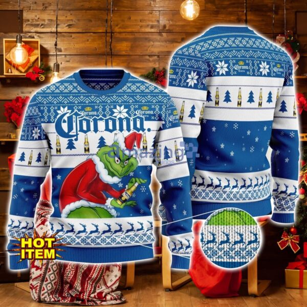 Corona Extra Grinch Hug Logo Ugly Christmas Sweater Christmas Gift For Men And Women Product Photo 1