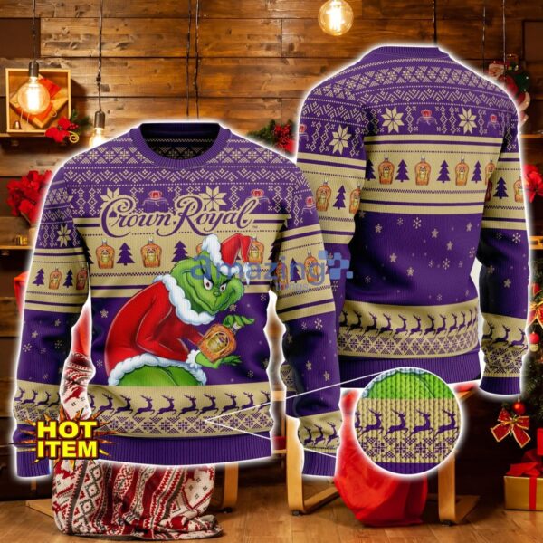 Crow Royal Grinch Hug Logo Ugly Christmas Sweater Christmas Gift For Men And Women Product Photo 1
