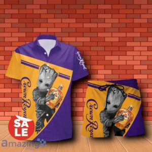 Crown Royal Canadian Whisky Groot Hug Combo Hawaiian Shirt & Shorts 3D Design For Men Women Product Photo 2