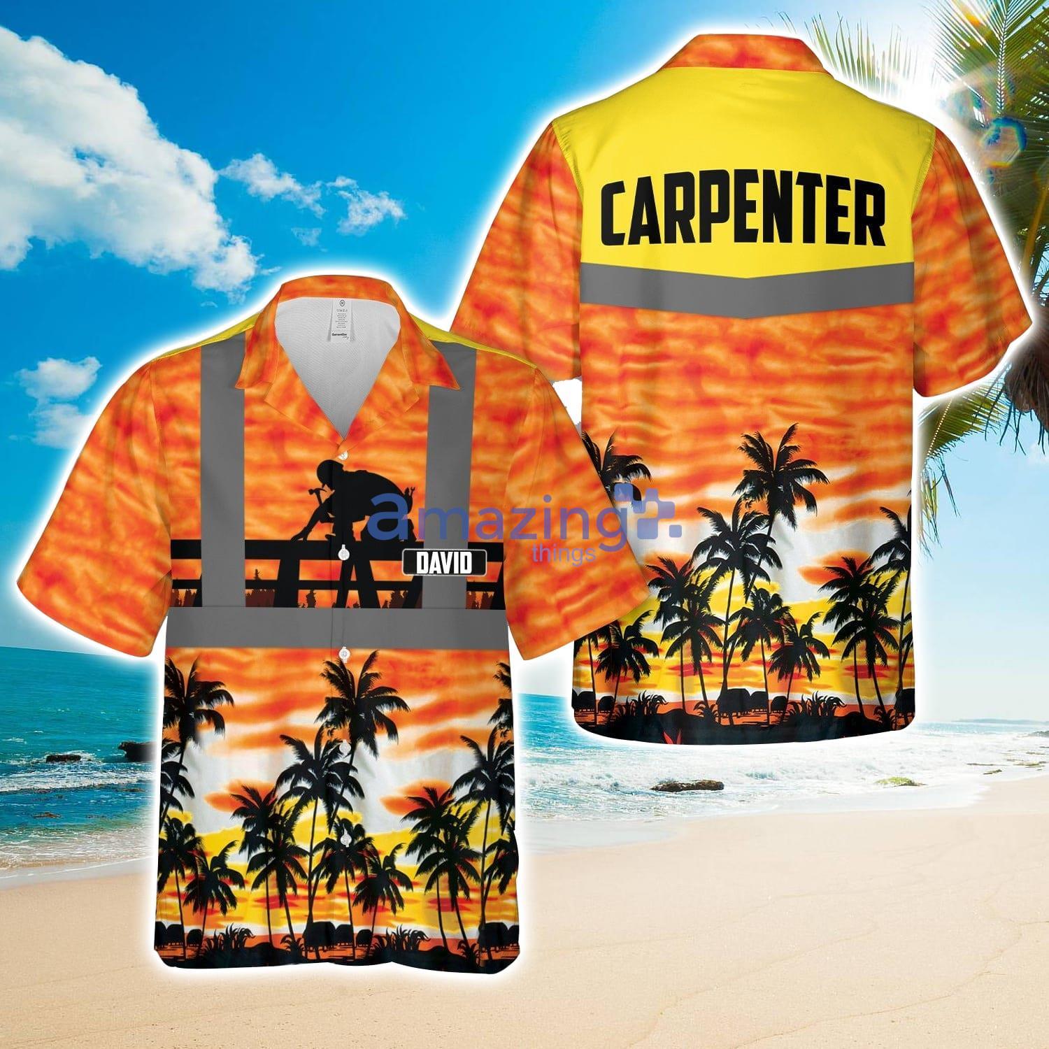 Custom Name Carpenter Hawaiian Shirt Summer Holiday Gift image Custom Name Carpenter Hawaiian Shirt Summer Holiday Gift Product Photo 1