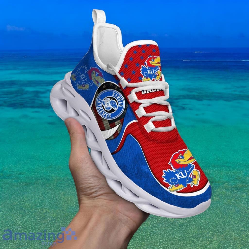 Custom Name NCAA Kansas Jayhawks Sneaker Max Soul Shoes Stride Glamorous Soul For Men And Women image Custom Name NCAA Kansas Jayhawks Sneaker Max Soul Shoes Stride Glamorous Soul For Men And Women Product Photo 1
