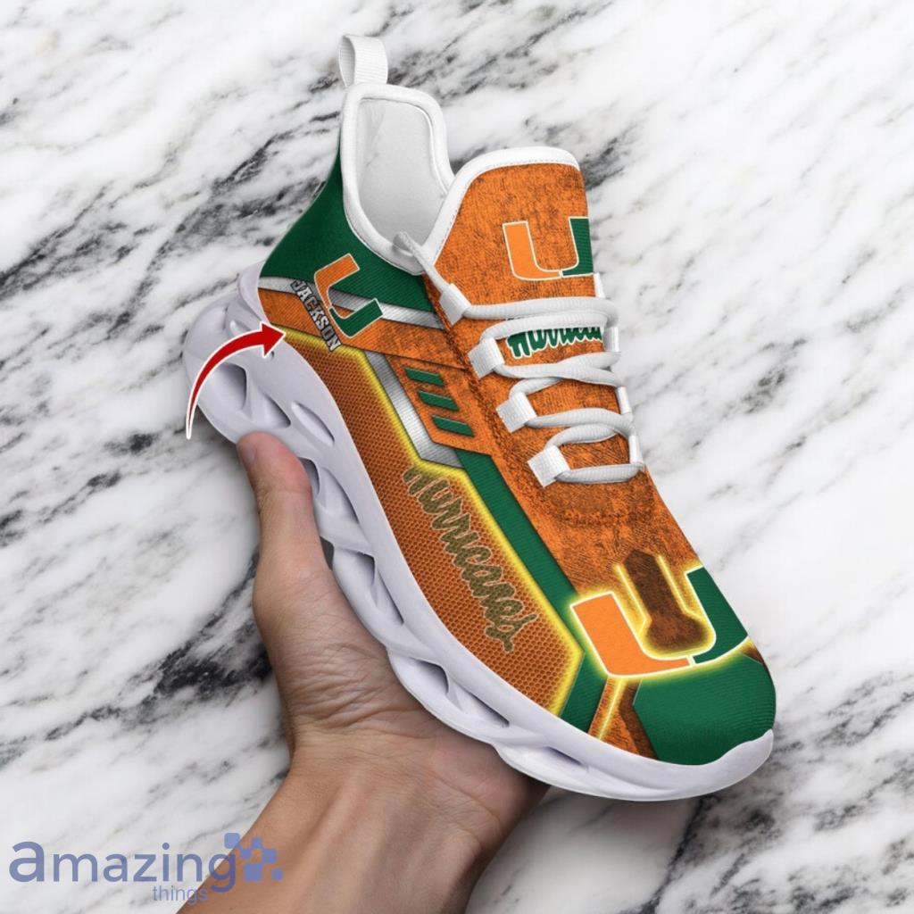Custom Name NCAA Miami Hurricanes Sneaker Max Soul Shoes Soulful Stride For Men And Women image Custom Name NCAA Miami Hurricanes Sneaker Max Soul Shoes Soulful Stride For Men And Women Product Photo 1