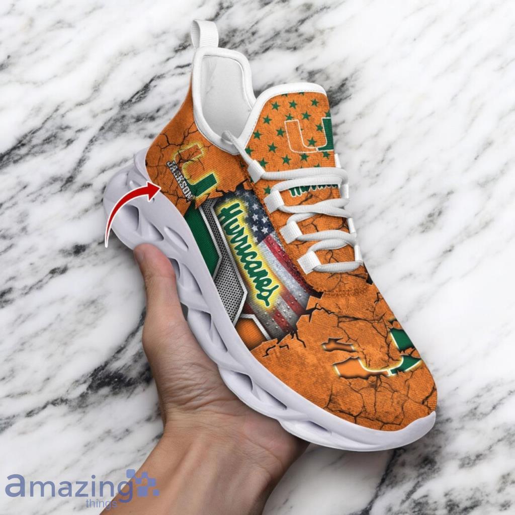 Custom Name NCAA Miami Hurricanes Sneaker Max Soul Shoes Stride In Style For Men And Women image Custom Name NCAA Miami Hurricanes Sneaker Max Soul Shoes Stride In Style For Men And Women Product Photo 1