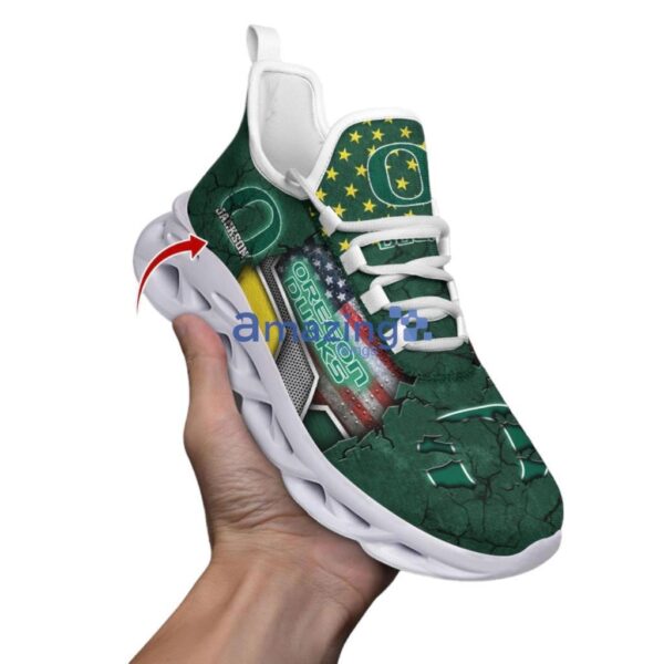 Custom Name NCAA Oregon Ducks Sneaker Max Soul Shoes Sneaker Elegance Fusion For Men And Women Product Photo 1