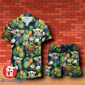 Dairy Queen Baby Yoda Tropical Flowery Hawaiian Shirt & Short Product Photo 1