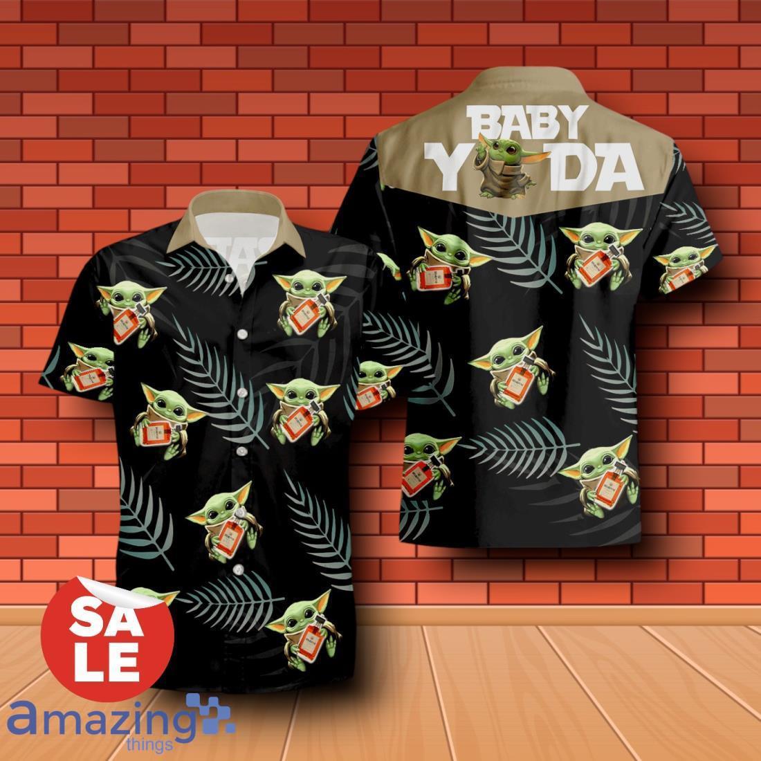 Disaronno Baby Yoda Hug Hawaiian Shirt & Short image Disaronno Baby Yoda Hug Hawaiian Shirt & Short Product Photo 1