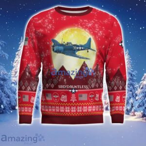 Douglas SBD Dauntless Aircraft Moonlight Red Color Ugly Christmas Sweater Christmas Gift image Douglas SBD Dauntless Aircraft Moonlight Red Color Ugly Christmas Sweater Christmas Gift Product Photo 2