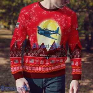 Douglas SBD Dauntless Aircraft Moonlight Red Color Ugly Christmas Sweater Christmas Gift image Douglas SBD Dauntless Aircraft Moonlight Red Color Ugly Christmas Sweater Christmas Gift Product Photo 4