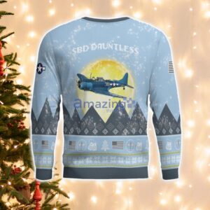 Douglas SBD Dauntless Light Blue Aircraft Moonlight 3D Ugly Christmas Sweater Christmas Gift Product Photo 3