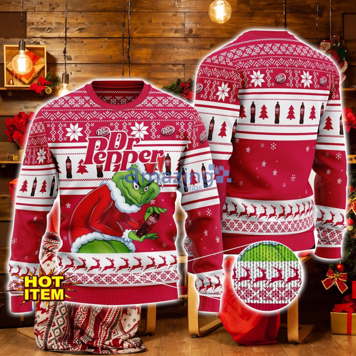 Dr Pepper Grinch Hug Logo Ugly Christmas Sweater Christmas Gift For Men And Women image Dr Pepper Grinch Hug Logo Ugly Christmas Sweater Christmas Gift For Men And Women Product Photo 1