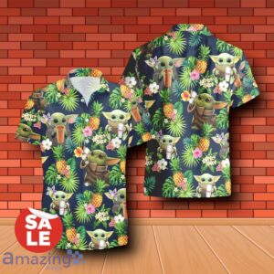 Dunkin Donuts Baby Yoda Tropical Flowery Hawaiian Shirt & Short Product Photo 2