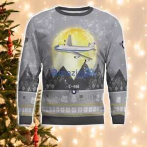 E-4B E4B Aircraft Moonlight And Mountain Pattern Ugly Christmas Sweater Aircraft Lovers Christmas Gift Product Photo 2