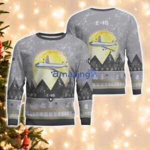 E-4B E4B Aircraft Moonlight And Mountain Pattern Ugly Christmas Sweater Aircraft Lovers Christmas Gift Product Photo 1