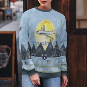 E-4B E4B Light Blue Aircraft Moonlight 3D Ugly Christmas Sweater Christmas Gift Product Photo 5