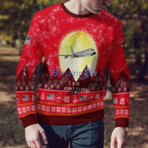 E-8 Joint STARS E8 Aircraft Moonlight Red Color Ugly Christmas Sweater Christmas Gift Product Photo 2