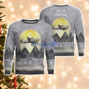 EP-3 Orion EP3 Aircraft Moonlight And Mountain Pattern Ugly Christmas Sweater Aircraft Lovers Christmas Gift Product Photo 1
