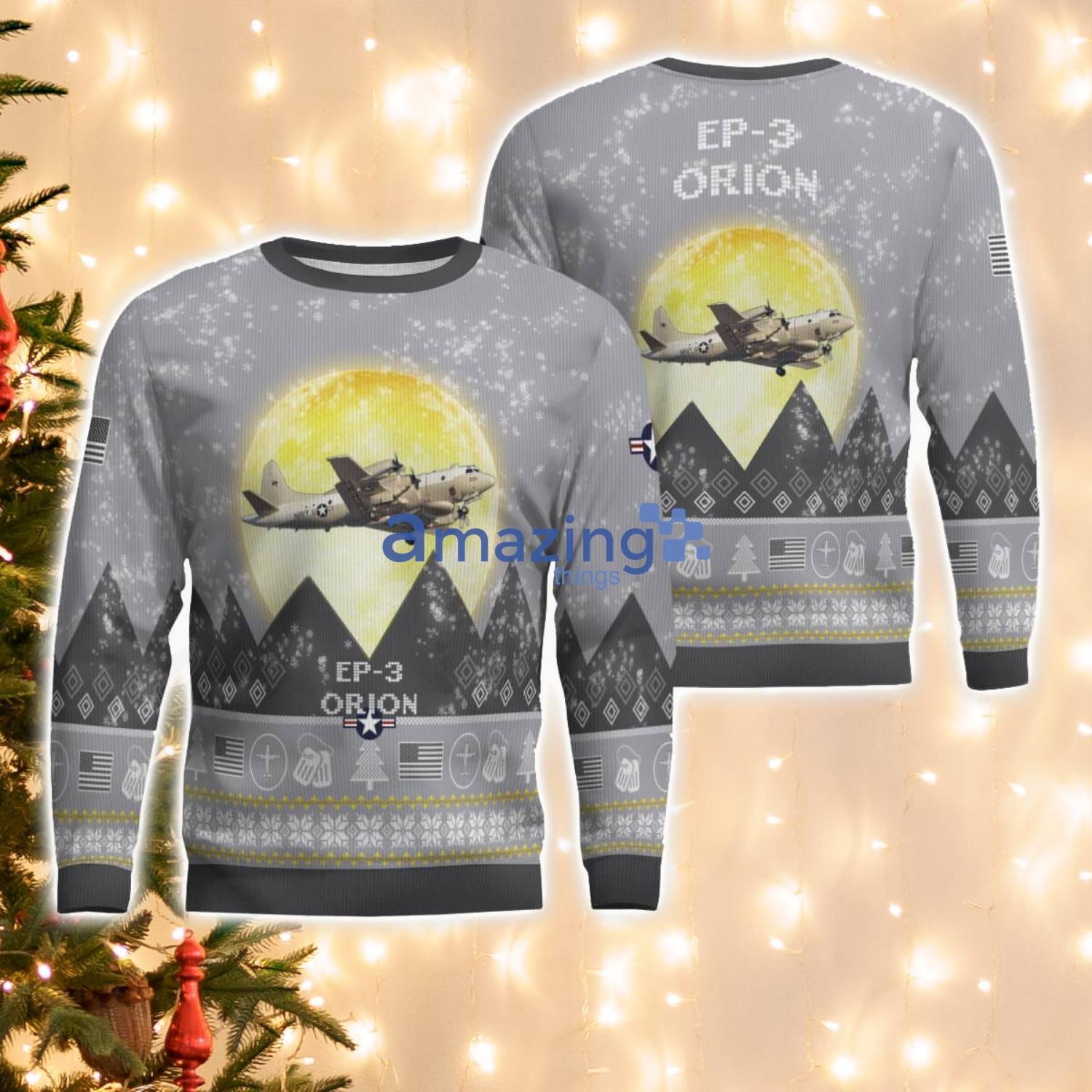 EP-3 Orion EP3 Aircraft Moonlight And Mountain Pattern Ugly Christmas Sweater Aircraft Lovers Christmas Gift EP-3 Orion EP3 Aircraft Moonlight And Mountain Pattern Ugly Christmas Sweater Aircraft Lovers Christmas Gift Product Photo 1