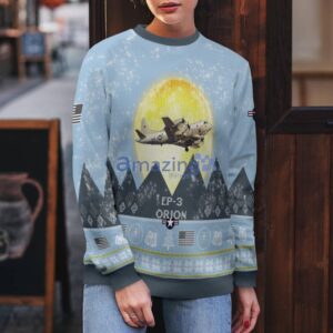 EP-3 Orion EP3 Light Blue Aircraft Moonlight 3D Ugly Christmas Sweater Christmas Gift Product Photo 5