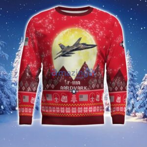 F-111A Aardvark Vietnam War F111A Aircraft Moonlight Red Color Ugly Christmas Sweater Christmas Gift Product Photo 2