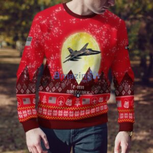 F-111A Aardvark Vietnam War F111A Aircraft Moonlight Red Color Ugly Christmas Sweater Christmas Gift Product Photo 4