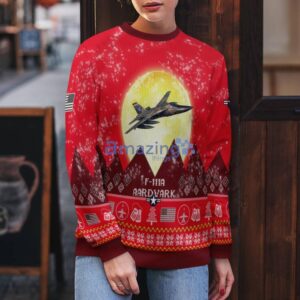 F-111A Aardvark Vietnam War F111A Aircraft Moonlight Red Color Ugly Christmas Sweater Christmas Gift Product Photo 5
