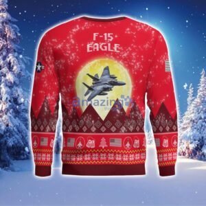 F-15 Eagle F15 Aircraft Moonlight Red Color Ugly Christmas Sweater Christmas Gift Product Photo 3