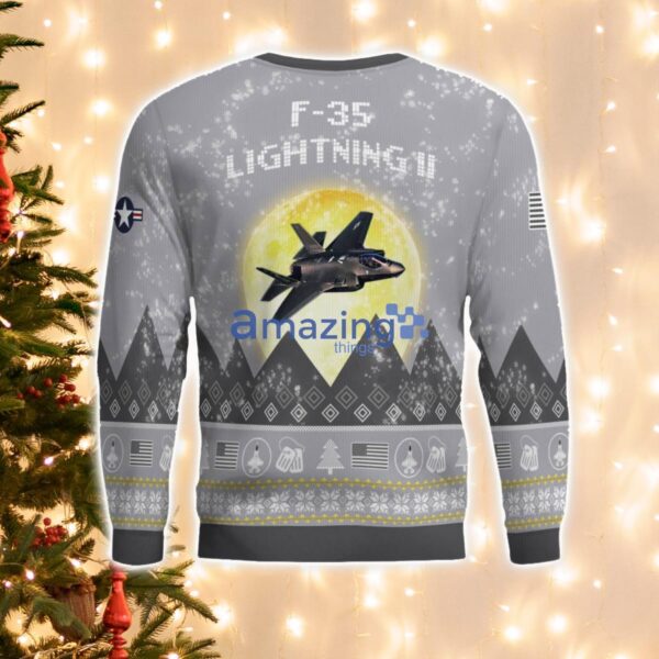 F-35 Lightning II F35 Aircraft Moonlight And Mountain Pattern Ugly Christmas Sweater Aircraft Lovers Christmas Gift Product Photo 3