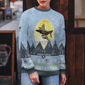 F-4 Phantom II F4 Light Blue Aircraft Moonlight 3D Ugly Christmas Sweater Christmas Gift Product Photo 5